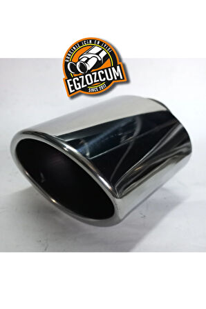 60 mm Tekli Krom oval yassı kesik  sessiz egzoz ucu eksoz 1 adet--EGZOZCUM