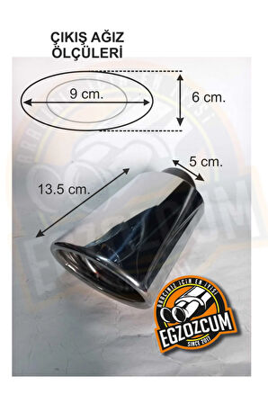 51 mm Tekli Krom oval uzun yassı kesik dolu sessiz egzoz ucu eksoz 1 adet--EGZOZCUM