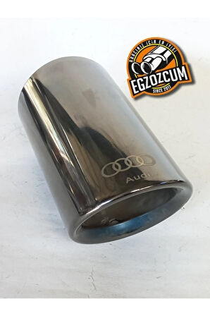 76 mm. Paslanmaz Krom Füme  Tekli Egzoz Ucu Audi Markalı Titanyum