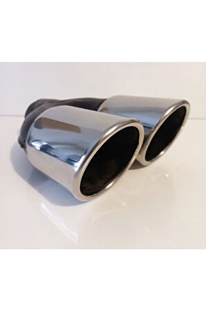 76 mm. Çiftli önü kesik eşit paslanmaz krom (dual) egzoz eksoz ucu