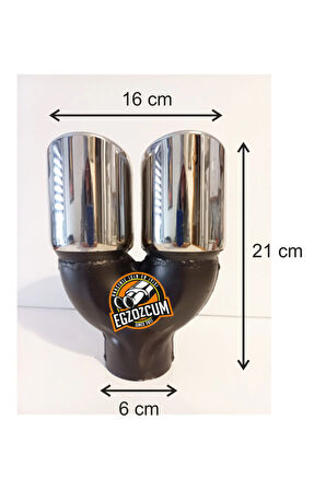 76 mm. Çiftli önü kesik eşit paslanmaz krom (dual) egzoz eksoz ucu