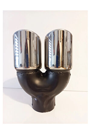 76 mm. Çiftli önü kesik eşit paslanmaz krom (dual) egzoz eksoz ucu