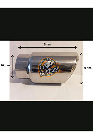 90 mm. Paslanmaz krom egzoz ucu eksoz çıkışı içi borulu tekli