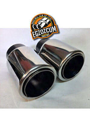 Paslanmaz Krom tekli 76 mm. Önü düz içi borulu yuvarlak Egzoz eksoz ucu