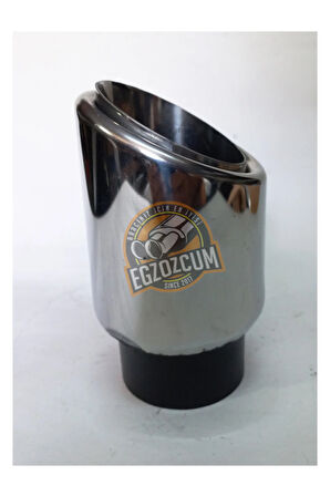 Paslanmaz Krom tekli 76 mm.  Önü kesik içi borulu yuvarlak Egzoz eksoz ucu