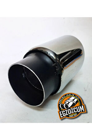 Paslanmaz Krom tekli 76 mm.  Önü kesik içi borulu yuvarlak Egzoz eksoz ucu