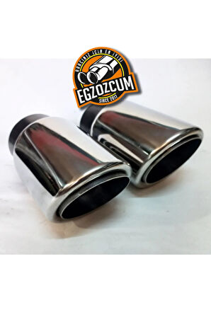 Paslanmaz Krom tekli 76 mm.  Önü kesik içi borulu yuvarlak Egzoz eksoz ucu