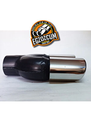 76 mm Paslanmaz krom yassı kesik eşit çiftli egzoz ucu eksoz