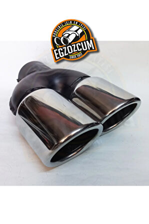 76 mm. Eğimli kesik sağ çiftli krom egzoz ucu sessiz 1 adet eksoz başlığı