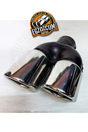 76 mm. Eğimli kesik sağ çiftli krom egzoz ucu sessiz 1 adet eksoz başlığı