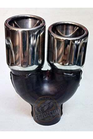 76 mm. Eğimli kesik sağ çiftli krom egzoz ucu sessiz 1 adet eksoz başlığı