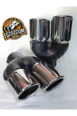 76 mm. Eğimli kesik sağ/sol takım çiftli krom egzoz ucu sessiz 2 adet eksoz başlığı