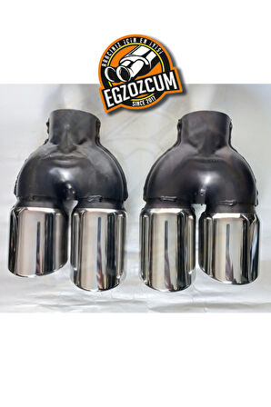 76 mm. Eğimli kesik sağ/sol takım çiftli krom egzoz ucu sessiz 2 adet eksoz başlığı