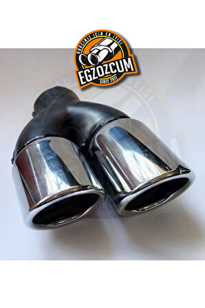 76 mm. Eğimli kesik sağ/sol takım çiftli krom egzoz ucu sessiz 2 adet eksoz başlığı