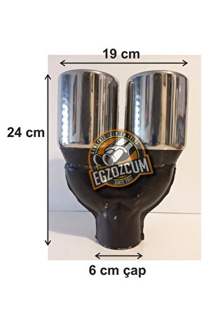 90 mm Çift çıkış eşit yuvarlak verev kesim krom sessiz egzoz ucu eksoz çıkışı 1 adet