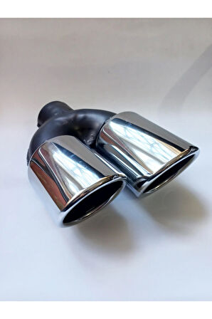 90 mm paslanmaz krom sol Çift çıkış eğimli kesim yuvarlak sessiz egzoz ucu eksoz çıkışı 1 adet