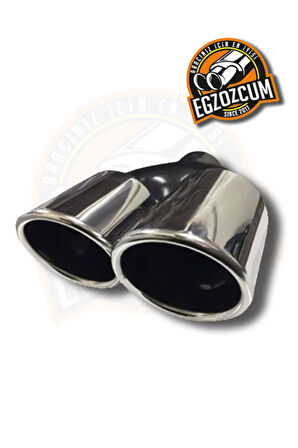 90 mm paslanmaz krom sol Çift çıkış eğimli kesim yuvarlak sessiz egzoz ucu eksoz çıkışı 1 adet