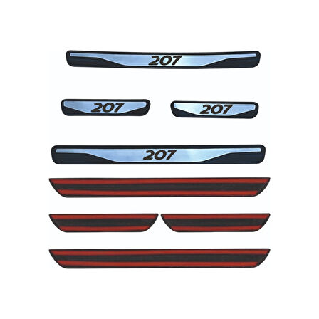 207 Kapı Eşiği 2006-2014 New Krom Kapı Eşiği 4 Parça Paslanmaz Çelik