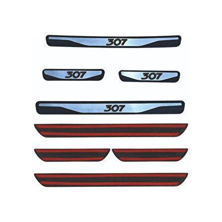 307 Kapı Eşiği 2006-2014 New Krom Kapı Eşiği 4 Parça Paslanmaz Çelik