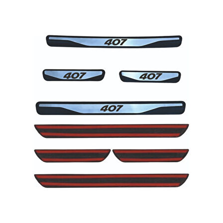 407 Kapı Eşiği 2004-2010 New Krom Kapı Eşiği 4 Parça Paslanmaz Çelik