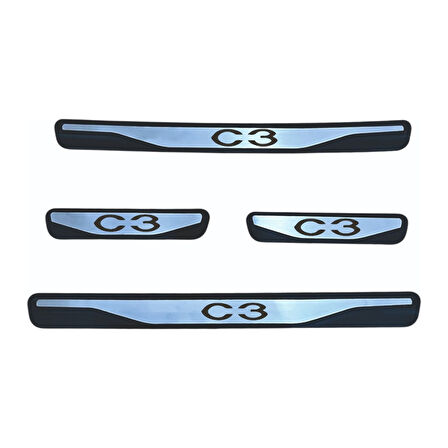 C3 Kapı Eşiği 2009-2017 New Krom Kapı Eşiği 4 Parça Paslanmaz Çelik