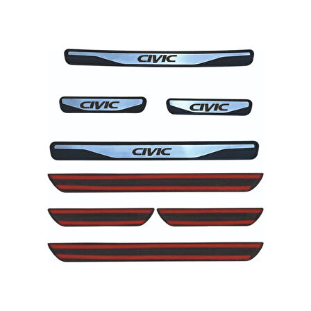 Civic Kapı Eşiği 1996-2001 New Krom Kapı Eşiği 4 Parça Paslanmaz Çelik
