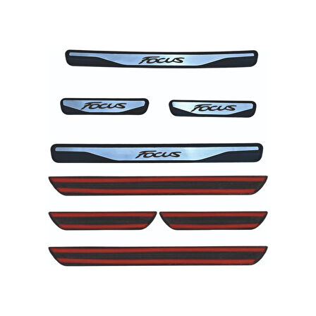 Focus 3 Kapı Eşiği 2012-2017 New Krom Kapı Eşiği 4 Parça Paslanmaz Çelik