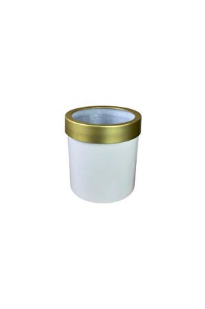 Gold Kemerli 30x25 Krem Saksı