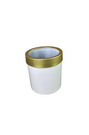 Gold Kemerli 30x25 Krem Saksı