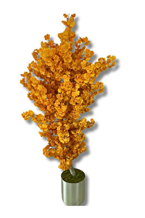 Karamel Bahar Dalı 200 Cm Yapay Ağaç 30x30 Metal Saksı