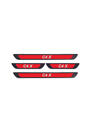 CİTROEN C4 X 2022 VE ÜZERİ MODELLER OLD KIRMIZI KAPI EŞİĞİ 4 PARÇA  KROM  YAZILI
