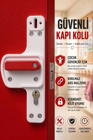Bariyerli Kapı Kolu – Okul Kapı Kolu, Sınıf ve Kreş Kapıları İçin Güvenli Tasarım 5'Li Paket
