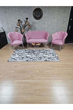Krom  Kaplama  Tel Ayak Papatya Çay Seti Koltuk Takımı , Balkon, Salon, Ofis, Cafe Koltuk Takımı