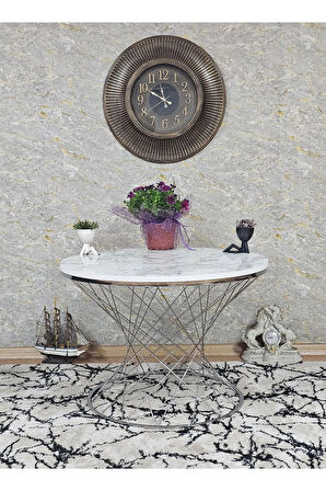 Krom Kaplama Siyah Mermer Gold Cumba Suntalem Tabla Pota Orta Sehpa - 3 1 Sehpa - Orta Sehpa