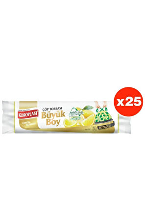 Ekstra Güçlü Limon Büzgülü Büyük Boy 10lu Çöp Torbası X 25 Paket (65*70 Cm)