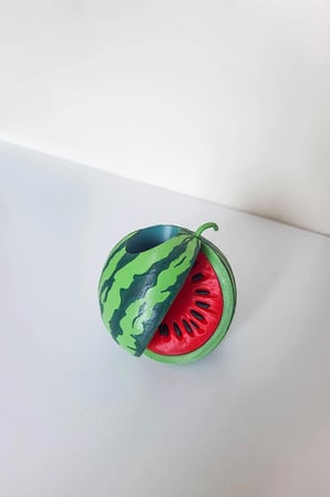 Karpuz Tasarım Dekoratif Mini Vazo El Boyaması Kuru Yapay Çiçeklik - Bioplastik