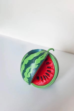 Karpuz Tasarım Dekoratif Mini Vazo El Boyaması Kuru Yapay Çiçeklik - Bioplastik