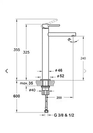 POLİ KRİSTAL ÇANAK LAVABO BATARYASI (SİYAH)