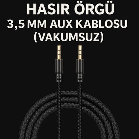 Bezos 1.5 Metre Aux Kablo Hasır Örgü 3.5mm Aux Kablosu (Vakumsuz) KRT