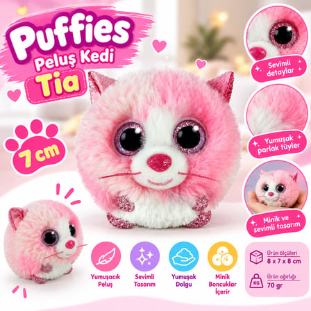 Bezos Peluş Kedi Tia 7 cm KRT