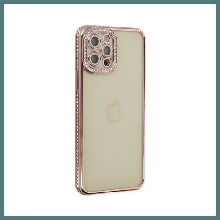 Bezos iPhone 12 Pro Kılıf Joke Taşlı Silikon - Pembe KRT