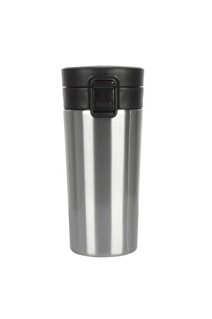 Paslanmaz Çelik Termos 500 ml Sızdırmaz Kilitli Kapak Çift Katmanlı Travel Mug Gri