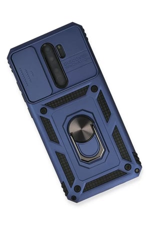 Newface Xiaomi Redmi Note 8 Pro Kılıf Pars Lens Yüzüklü Silikon - Lacivert