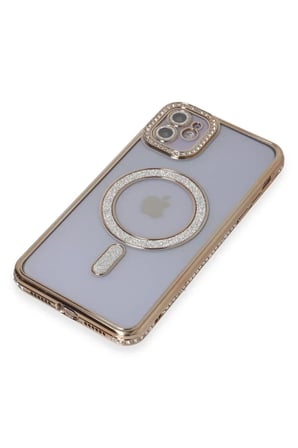 Newface Apple iPhone 11 Kılıf Joke Simli Magneticsafe Kılıf - Gold