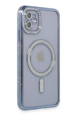 Newface Apple iPhone 11 Kılıf Joke Simli Magneticsafe Kılıf - Mavi