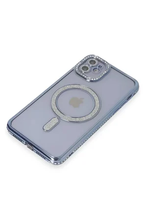Newface Apple iPhone 11 Kılıf Joke Simli Magneticsafe Kılıf - Mavi