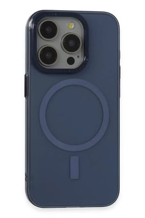 Newface Apple iPhone 15 Pro Max Kılıf Anka PC Magneticsafe Sert Metal Kapak - Lacivert