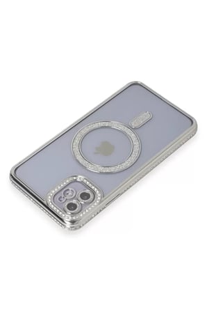 Newface Apple iPhone 11 Kılıf Joke Simli Magneticsafe Kılıf - Gümüş