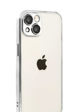 Newface Apple iPhone 15 Razer Lensli Silikon - Gümüş