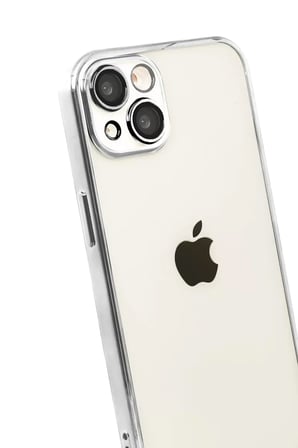 Newface Apple iPhone 15 Razer Lensli Silikon - Gümüş